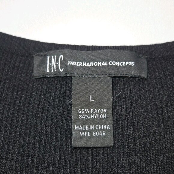 INC International Concepts Colorblock Sweater Vest Black White V Neck Knit Top L - Picture 7 of 9